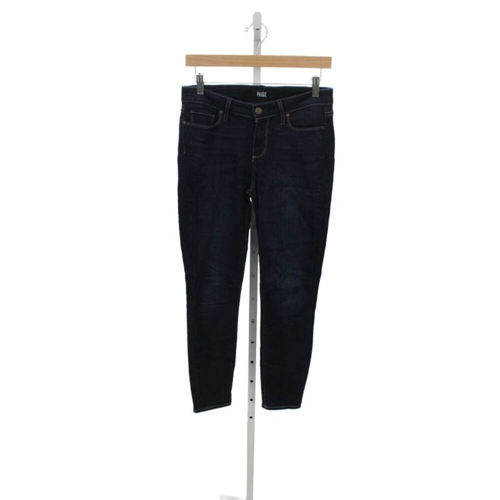 Paige Womens Skinny Jeans Blue Rayon Mid Rise Button Inseam 28 Size 29